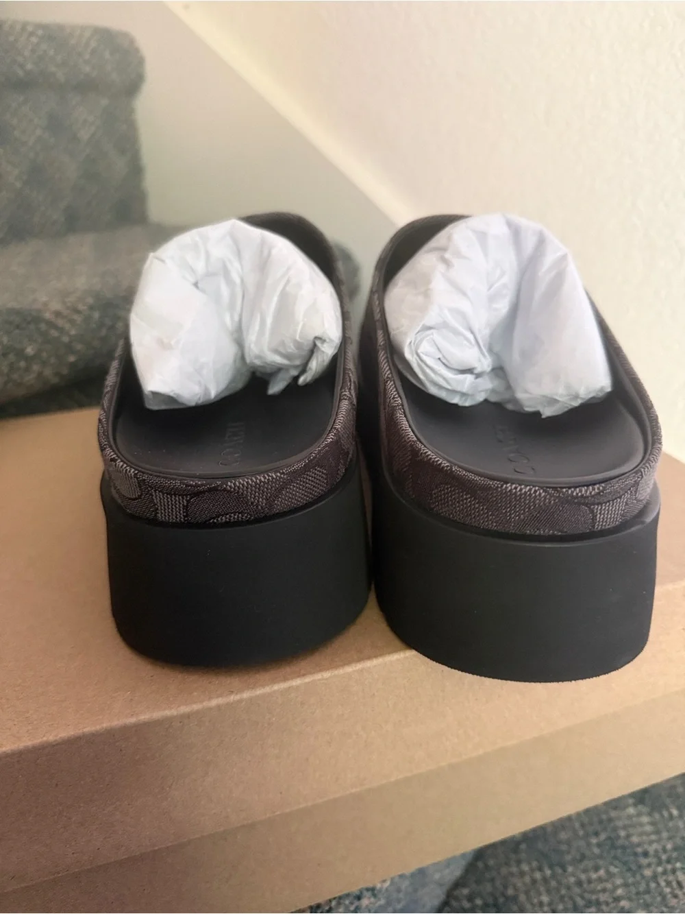 Coach Brown Signature Clog Slip-On with Black Sole women’s size 10
